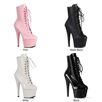 Bottes de danse exotiques en PU PVC, talon haut de 20 cm, fermeture éclair, lacets, plateforme à la cheville, imperméables, légères, couleur personnalisée, pour performance scénique, vente en gros