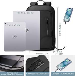 <b>Backpack</b> for Men Business Slim <b>Backpack</b> with USB Charger <b>Computer</b> Lightweight Anti-theft Travel - Product Image 2