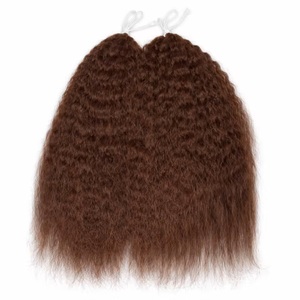 Extensions de cheveux humains Kinky Straight Feather-Crochet, brun chocolat, pré-séparées pour tresses, petites spirales bouclées, cheveux au crochet - Product Image 2