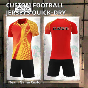 เสื้อฟุตบอลอเมริกัน/ฟุตบอลสั่งทำขายส่ง พิมพ์ลายด้วยความร้อน ระบายอากาศได้ดี แห้งเร็ว โพลีเอสเตอร์ 100% คอวี แขนสั้น - Product Image 2