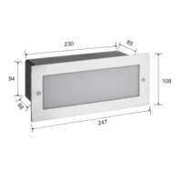 Lumière encastrée pour marches d'extérieur Fulidi PC2507-LED, IP65, étanche, en matériau PC, pour escalier, mur, coin