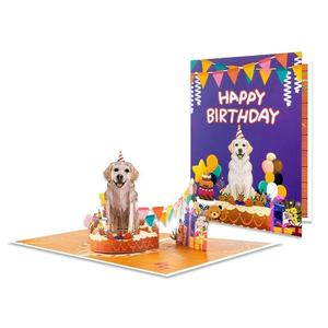 Kartu Ulang Tahun Pop-Up 3D kustom berkualitas tinggi, kartu Selamat Ulang Tahun di seri anjing hewan peliharaan - Product Image 5