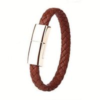 Bracelet en cuir avec câble USB de type C et micro USB pour la charge rapide et la synchronisation des données
