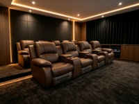Elektrischer Relaxsessel für Heimkino, Modulares Rindsleder-Kinosofa-Set mit Getränkehalter und USB-Anschluss für Private Kinoräume