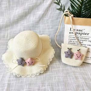 Chapeau de soleil en paille style sombrero avec broderie 3D motif personnage pour enfants, idéal pour la plage et les voyages, ensemble chapeau et sac pour l'été - Product Image 6