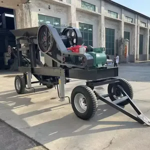 Small Capacity PE-400*600 Mobile Diesel Engine Stone And Rock Jaw Crusher For Gold