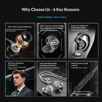 Nouveaux écouteurs filaires audiophiles HIFI à moule exclusif, avec transducteur dynamique 3,5 mm, câble détachable et microphone intégré pour