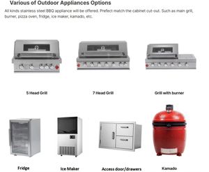 Ensemble de barbecue à gaz intégré moderne et luxueux pour l'extérieur, avec revêtement en pierre naturelle et matériaux en acier inoxydable, évier inclus - Product Image 5