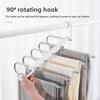 Porte-pantalon télescopique pliable multicouche en acier inoxydable avec pinces pour rangement de garde-robe