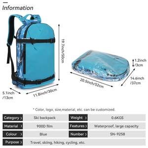 Mochila Deportiva Ligera Personalizada para Exteriores, Resistente al Agua, 35L, con Compartimento para Botas de Esquí, para Senderismo, Montañismo y Deportes de Nieve - Product Image 3