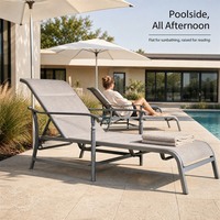 Chaise longue de jardin en maille imperméable pour l'extérieur, idéale pour les hôtels, piscines, stations balnéaires, patios et jardins