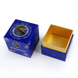 Benutzer definierter Logo-Druck Prägende Honigbox-Geschenk verpackung Günstige Honigglas-Verpackungs box