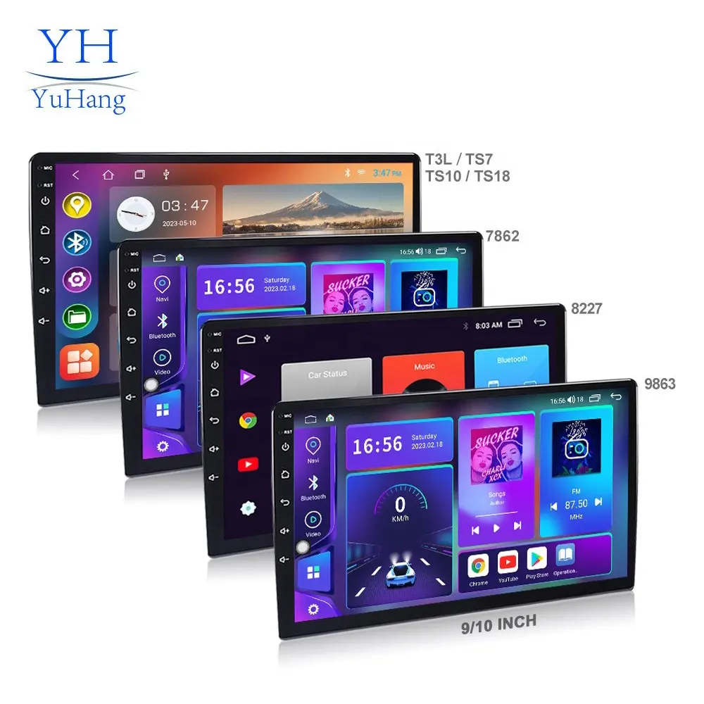 YuHang Radio Stereoanlage Auto Video DVD-Player 9/10,1 Zoll TS7 Android Hersteller Universal 2 32GB Carplay Auto Android-Bildschirm