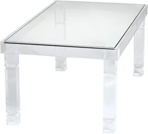 Modern Minimalist akrilik dikdörtgen sehpa temizle temperli cam masa üstü