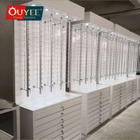 Meuble de présentation en bois pour lunettes de soleil et montures optiques avec éclairage LED, design intérieur pour opticien, facile à assembler