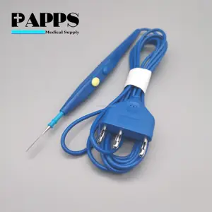 Lápiz de cauterización de un solo uso con electrodo de hoja SS 303 de 70 mm Pluma de diatermia azul para unidad electroquirúrgica