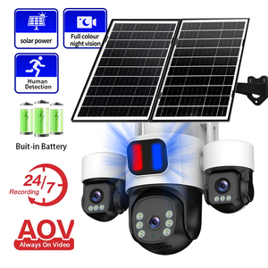 Ba ống kính aov 6MP năng lượng mặt trời Máy ảnh 4G Thẻ Sim Home HD ngoài trời mạng từ xa không dây Wifi 3K CCTV giám sát PTZ <span class=keywords><strong>camera</strong></span> an ninh - Product Image 5