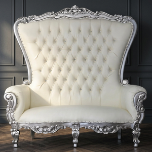 Silla Alta de Estilo Mid-Century con Tapizado de Tela y Acabado Plateado, con Estructura de Madera Sólida para Sala de Estar o Dormitorio, Muebles de Lujo de Indonesia - Product Image 2