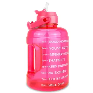 Motivasyon zaman makinesi ile Drinking yarım galon PETG içme spor su şişesi