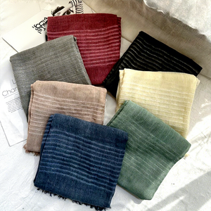 Écharpe rayée en fil d'argent style rétro, vente en gros d'usine, châle en soie élégant pour femme, fournisseur fabricant - Product Image 1
