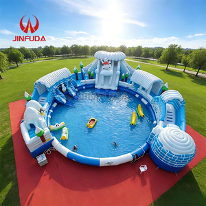 Parc aquatique gonflable commercial sur mesure en gros, parcours d'obstacles aquatiques au sol et toboggan pour parc aquatique - Product Image 6