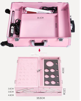 Valise de maquillage professionnelle multifonctionnelle pour salon de beauté avec miroir à LED et pieds rétractables