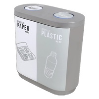 Poubelle de recyclage intérieure double 60L en fibre de verre à ouverture supérieure pour bureau, hall d'entrée, centre commercial