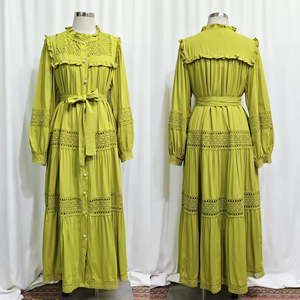 Robes de Ramadan pour femmes musulmanes, pantalons hijab, tenues islamiques, kaftan, robe arabe, abaya, broderie ajourée, élégante, dentelle, patchwork, chemisier, ensemble maxi - Product Image 3
