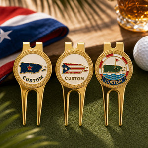 Marqueur <span class=keywords><strong>de</strong></span> balle <span class=keywords><strong>de</strong></span> <span class=keywords><strong>golf</strong></span> personnalisé avec logo <span class=keywords><strong>carte</strong></span> du drapeau <span class=keywords><strong>de</strong></span> Porto Rico, plaqué or, magnétique, en métal, pour réparer les points <span class=keywords><strong>de</strong></span> contact du club - Product Image 1