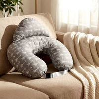 Coussin d'allaitement en forme de C 100 % polyester, réglable et lavable, pour soutien lombaire et allaitement mains libres du bébé