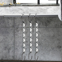 Crochets et rails multifonctionnels en métal brillant, 6 pièces, à un seul niveau, pour organiser les vêtements, crochets pour penderie, salle de bain, salon