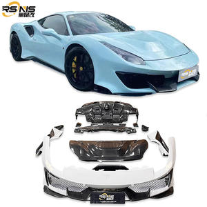 Pour <span class=keywords><strong>Ferrari</strong></span> 488 GTB Kit de carrosserie en Fiber de carbone amélioré araignée Pista Style voiture pare-chocs becquet moteur capot jupe latérale Kit de carrosserie - Product Image 1