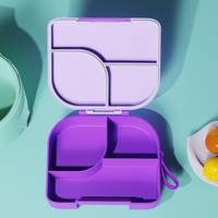 Boîte à bento pour enfants avec un design mignon d'éléphant, 3 compartiments, boîte à lunch en plastique portable sans BPA