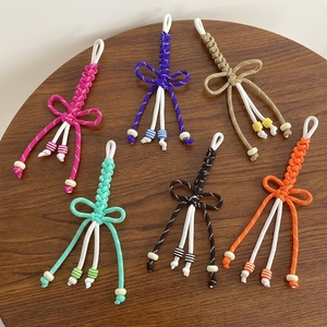 Nouveau Charm de Sac en Nylon Tressé avec Nœud Mignon, Porte-clés Coloré Tissé, Cordon à Pompon Fait Main, Pendentif de Sac pour Accessoires de Sacs Femme - Product Image 1