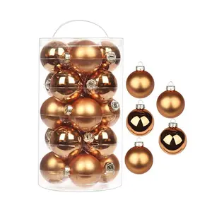 Großhandel Weihnachten Outdoor Dekorationen Glaskugel Kleine hand bemalte Gold Ornamente Weihnachts dekor Bälle