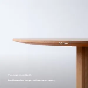 Red Oak Round Dining <b>Table</b> Japanese Style Compact Modern Design for Small Spaces No Assembly Required Dining Room Furniture - Product Image 4