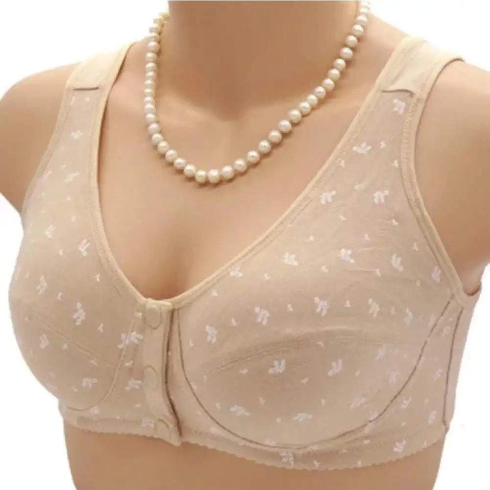 2019 New Hot Middle-aged Bra Open Button Sports Yoga Sleep No Steel Ring Comfortable Cotton Sexy Woman Bra