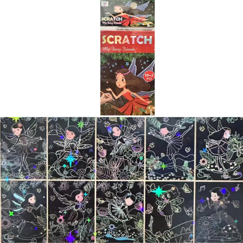 Children's DIY dazzling scratchboard Magical Colorful Cartoon Rainbow Graffiti Scratch Painting Book