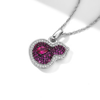 Collier en argent S925 avec zircon cubique rond, bijoux en rubis, design gourde, collier pour femme, tendance