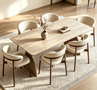 Ensemble de table et chaises de salle à manger en bois massif et pierre frittée, style nordique moderne, rectangulaire, écologique, imperméable, 4 à 6 places