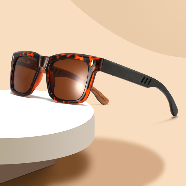 Arrival square Polarized Sun Glasses Men Custom logo Sun Glasses Eco-friendly Wood Polaeizde Sunglasses