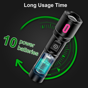 Lampe de poche en alliage d'aluminium Bande lumineuse latérale COB Projecteur intégré 18650 Batterie Lumière rouge Chargement USB Lampe <span class=keywords><strong>LED</strong></span> Torche d'éclairage - Product Image 4