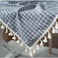 Mantel informal de algodón para interiores y exteriores, cubierta de mesa de 100% algodón con cuadros de búhos