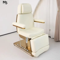 M & S Nouvelle table de massage des cils en acier inoxydable moderne avec commande au pied intégrée Électrique Portable Lit de beauté pour le visage à 3 moteurs