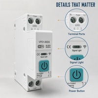Disjoncteur WiFi 1P+N fiable 1-63A, interrupteur intelligent 90-300V avec application Tuya, systèmes de surveillance de l'énergie et de protection contre les surtensions