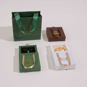 Custom Luxury Printed Sliding Drawer Jewelry <b>Box</b> With Ribbon Handle and Satin Insert for Rings Earrings Necklaces Bracelets - Product Image 2