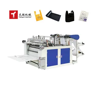 Tianyue 130-230 Times/Min 7-9kw Fully Automatic High Speed Recycled Shopping Plastic T Shirt Bag Making Machine With Printing