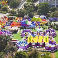 Château gonflable extérieur en PVC, parc de trampolines, aire de jeux, parcours d'obstacles, parc d'aventure à thème, installation facile, capacité 100 personnes