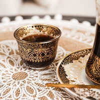 Ensemble de tasses en verre à boire personnalisé incassable transparent doré à motif de thé, café et eau Vente en gros