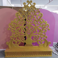 Mariage de luxe 3D sculpture Inde or fleurs forme toile de fond pour la décoration de scène